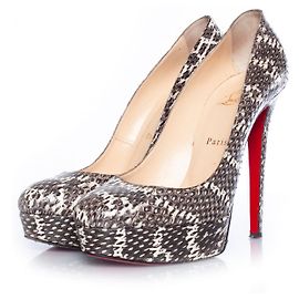 Pompes à plateforme Bianca en python Christian Louboutin Gris