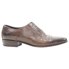 Scarpe eleganti in pelle di vitello marrone Lanvin, con lacci, pelle usurata e graffiata, taglia US8 EU41 Marrone