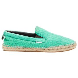 Jimmy Choo Vlad Mint Green Embossed Scaled Leather Espadrilles Eu42 Green