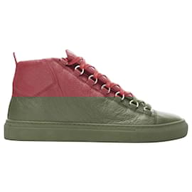 Balenciaga-BALENCIAGA Arena Tumbled Calf Red high top sneakers-Red