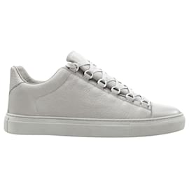 Balenciaga-Balenciaga Demna Arena Pyrite Grey Grained Leather Low Sneakers Eu44 Us11-Grey