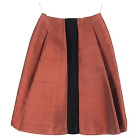 Balenciaga-Balenciaga Pleated Midi Skirt in Orange Polyester Viscose-Other,Orange
