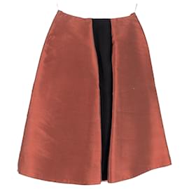 Balenciaga-Balenciaga Pleated Midi Skirt in Orange Polyester Viscose-Other,Orange