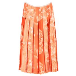 Falda plisada estampada de Victoria Beckham en algodón naranja Naranja