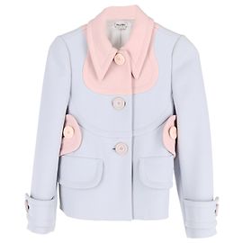 Blazer bicolor Miu Miu em algodão e lã azul pastel Azul Outro