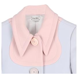Miu Miu-Miu Miu Two-Tone Blazer Jacket in Pastel Blue Cotton Wool-Blue,Other