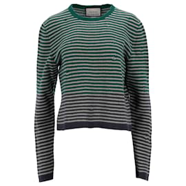 Gucci-Gucci Distressed Striped Pullover in Green Wool-Green