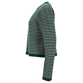 Gucci-Gucci Distressed Striped Pullover in Green Wool-Green