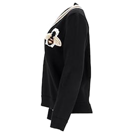 Gucci-Gucci Jumper With Bee Appliqué In Black Wool-Black