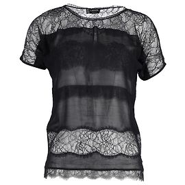 Blusa de renda transparente Lanvin em seda preta Preto