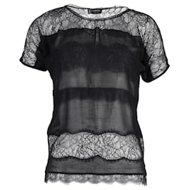 Lanvin transparente Spitzenbluse aus schwarzer Seide Schwarz