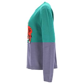 Gucci-Gucci Sweater With Tiger Intarsia in Green Wool-Green