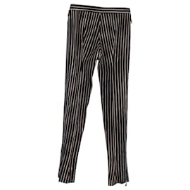 Alexander Mcqueen-Alexander McQueen Striped Slim-Fit Trousers in Black Silk-Black