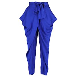 Diane Von Furstenberg-Diane Von Furstenberg Draped Pegged Pants in Blue Silk-Blue