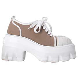 Baskets à talon bloc Maxxxi Fedora Casadei en toile marron Marron Rouge