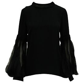 Bluse mit Glockenärmeln aus schwarzer Seide Andrew Gn Schwarz