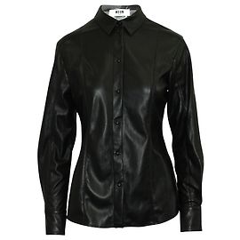 Camicia in ecopelle MSGM in poliuretano nero Nero