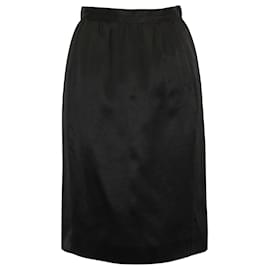 Dolce & Gabbana-Dolce & Gabbana Knee Length Skirt in Black Silk-Black