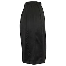 Dolce & Gabbana-Dolce & Gabbana Knee Length Skirt in Black Silk-Black