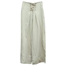 Ulla Johnson-Ulla Johnson Lace Up Pleated Twill Pants in Beige Lyocell-Brown,Beige