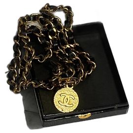 Vintage CHANEL Kettengürtel oder Halskette von 1982, Coco-Marke, gold Schwarz Gold hardware