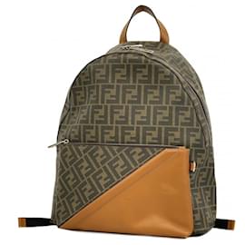 Fendi-Fendi Brown Zucca Leather Backpack-Brown