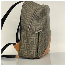 Fendi-Fendi Brown Zucca Leather Backpack-Brown