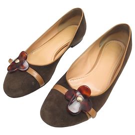 LOUIS VUITTON FLEUR BALLET FLATS 38 BROWN SUEDE Brown