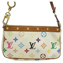 BOLSA DE MÃO LOUIS VUITTON POCHETTE ACESSÓRIOS PORTA CHAVE MURAKAMI Branco