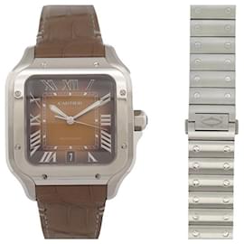 Cartier-NINE CARTIER SANTOS GM WSSA0064 47 MM AUTOMATIC NEW STEEL WATCH-Silvery