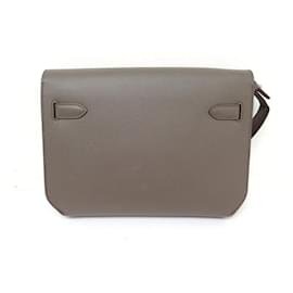 Hermès-HERMES KELLY DEPECHES EPSOM LEATHER ETOUPE POUCH CLUTCH HANDBAG-Taupe