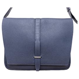 Hermès-Hermès Togo Steve Light Messenger Bag - '20s-Blue,Navy blue