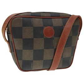 Fendi-Sac à épaule en toile Pecan FENDI marron noir or Auth 88845-Marron,Noir,Doré