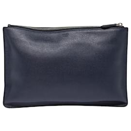 Fendi-FENDI Bugs Monster Clutch Bag PVC Leather Navy Silver Auth th5282-Silvery,Navy blue