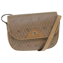 Christian Dior-Christian Dior Honeycomb Canvas Shoulder Bag PVC Brown Gold Auth bs17901-Brown,Golden