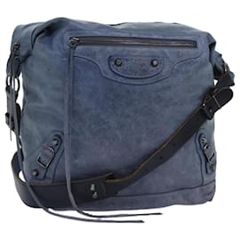 Balenciaga-BALENCIAGA The Men's Day Shoulder Bag Leather Blue 141175 Auth bs17890-Blue