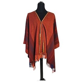Hermès Hermes Cashmere Wool Red Rocabar Bivouac Poncho Cape Dark red