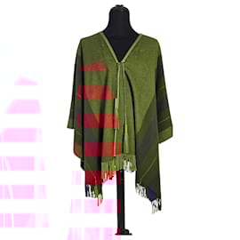 Hermès-Hermes Cashmere Wool Red Rocabar Bivouac Poncho Cape-Dark red