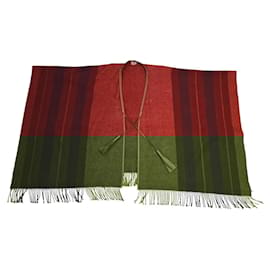 Hermès-Hermes Cashmere Wool Red Rocabar Bivouac Poncho Cape-Dark red