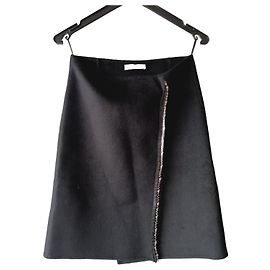 Saia envelope Prada preta de lã e angorá com strass Preto
