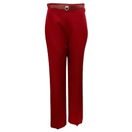 Rote Jupiter-Wollgabardine gerade geschnittene Hose von Hermès Rot