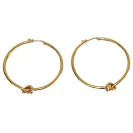 Céline-Celine Gold Tone Knot Large Hoop Earrings-Golden