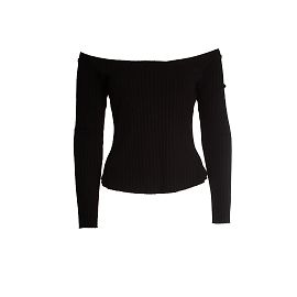 Autre Marque The Range, off shoulder rib top in black Black