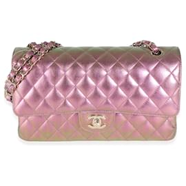 Chanel-Chanel 20B Purple Quilted Iridescent Lambskin Medium Classic Double Flap Bag-Purple,Metallic