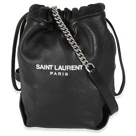 Bolso de cuerda de cordero negro Teddy de Saint Laurent Negro
