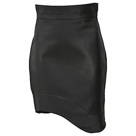 Autre Marque  Antonio Berardi Mini High-Waisted Waved Hem Skirt in Black Polyester Black