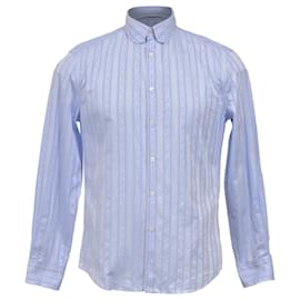 Louis Vuitton- Louis Vuitton Chain Print Regular Fit Long Sleeve Shirt in Light Blue Cotton-Blue,Light blue