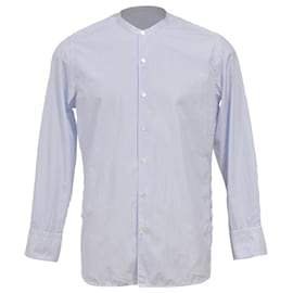 Louis Vuitton- Louis Vuitton Pinstripe Print Long Sleeve Shirt in Light Blue Cotton-Blue,Light blue