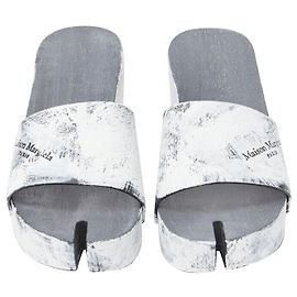 Maison Martin Margiela Maison Margiela Tabi White Painted Cone Heel Wooden Clog Sandals Eu35 White