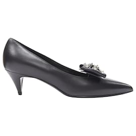 Saint Laurent-Saint Laurent Silver Spike Studded Bow Point Toe Pump Eu37-Black